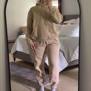 Tan Hoodie and Sweatpants Set